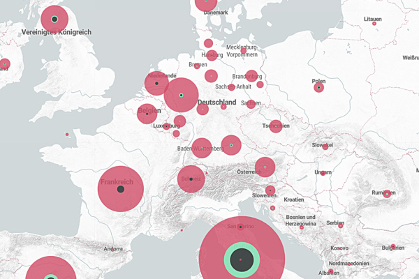 Abbildung der interaktiven Karten zur Ausbreitung des Coronavirus