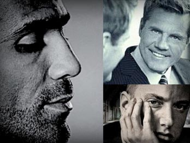 Kollage von Abbildungen von Bushido, Eminem und Dieter Bohlen