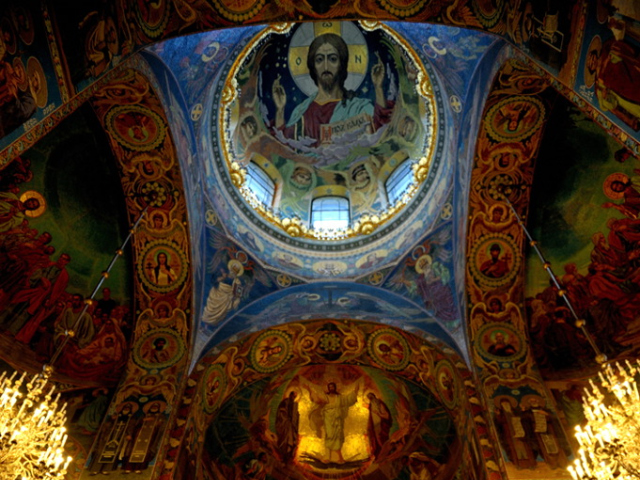 Abbildung vom Inneren der Auferstehungskirche in Sankt Petersburg
