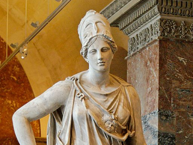 Statue von Athena, Göttin der Weisheit, der Strategie und des Kampfes