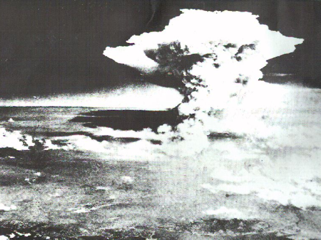 Abbildung von Atombomben-Pilz von Hiroshima 1945